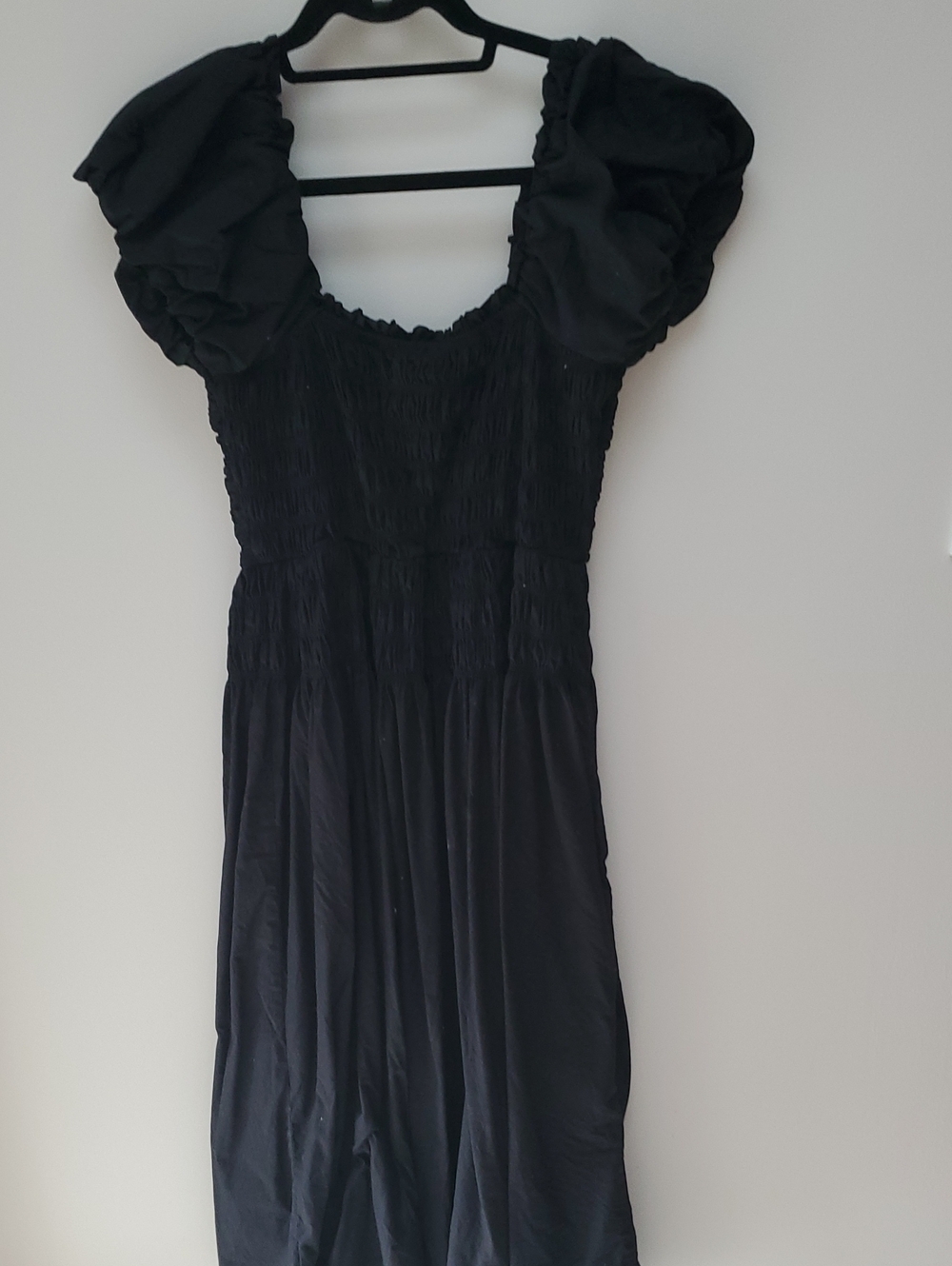 Caroline Constas Black Puff-Sleeve Midi Dress